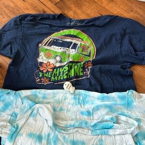 gildan basic tee cropped with mystery machine on it along with a blue Ty die